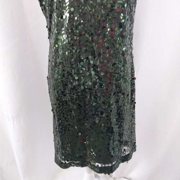JESSICA SIMPSON! SPARKLING FAB EMERALD GREEN NET, SEQUINNED OVERALL DRESS! SZ 12 - Picture 4 of 11